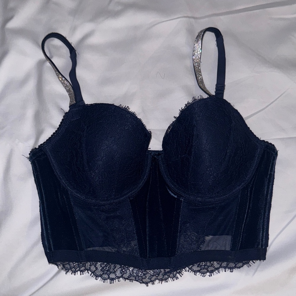Victoria's Secret Dark Blue Lace Corset/Bra